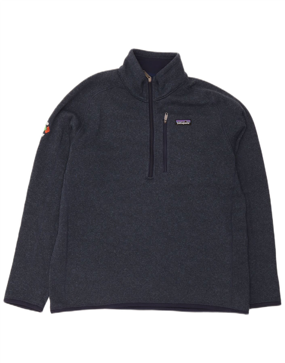 Patagonia Herre Zip Neck Sweatshirt Jumper Large Navy Blue Polyester