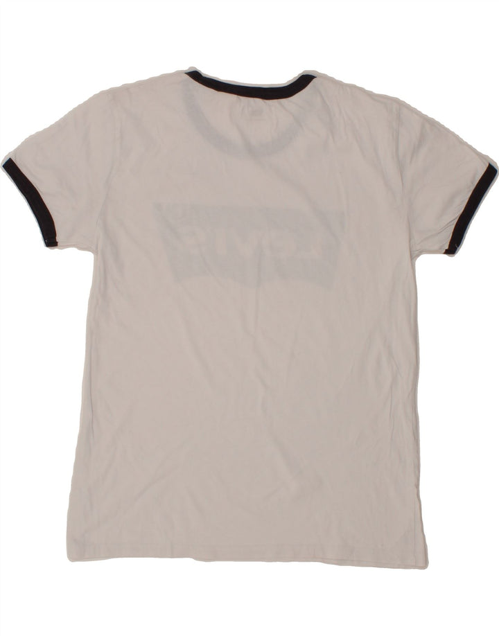LEVI'S Womens Graphic T-Shirt Top UK 10 Small White Vintage Levi's and Second-Hand Levi's from Messina Hembry 