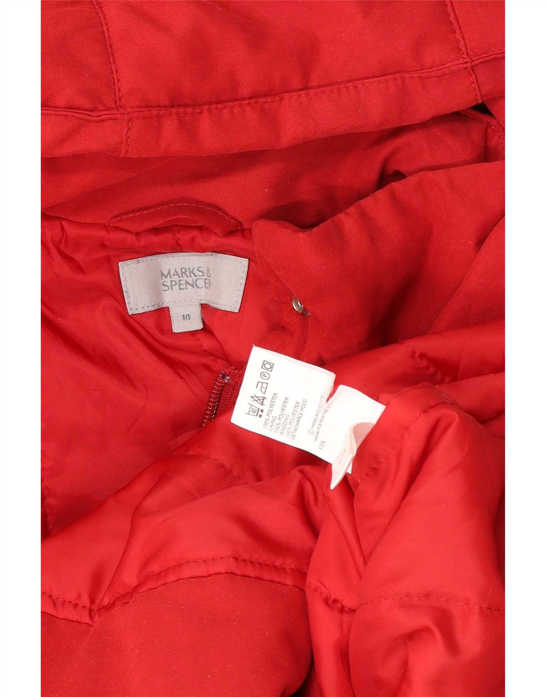 Marks & Spencer Dame Hætte vindjakke UK 18 XL Rød Polyester