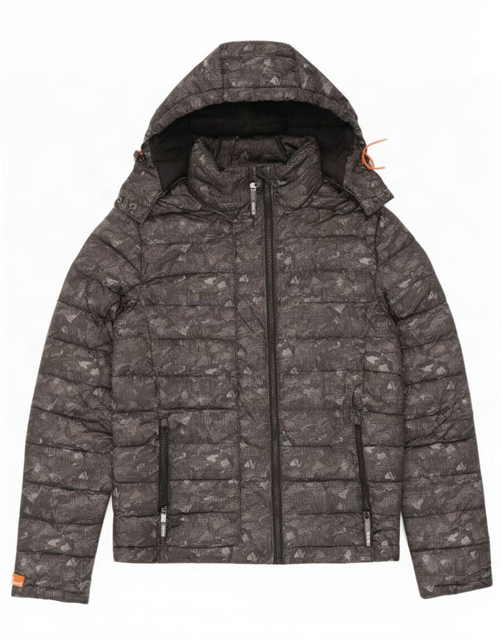Superdry Polstret hættejakke til kvinder UK 14 Medium Grey Camouflage Polyester