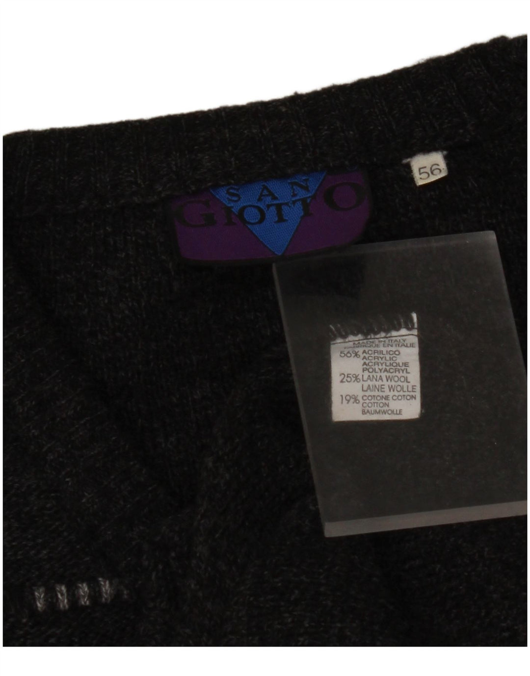 VINTAGE Herre V-hals sweater IT 56 XL Grå Akryl