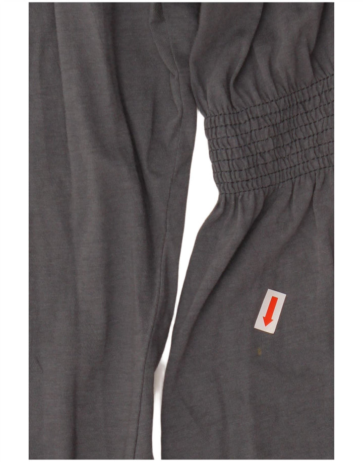 ZARA Dame Trafaluc 3/4 ærmet bluse top UK 12 mellemgrå bomuld