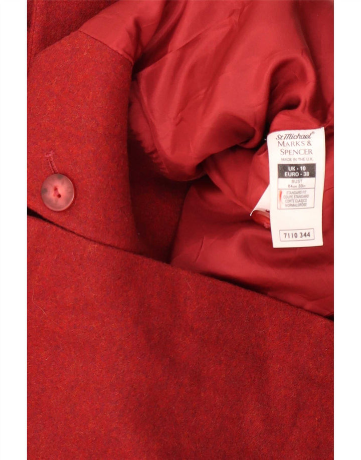 Marks & Spencer Kvinder Kort Oversized Overfrakke UK 10 Små Rød Flecked