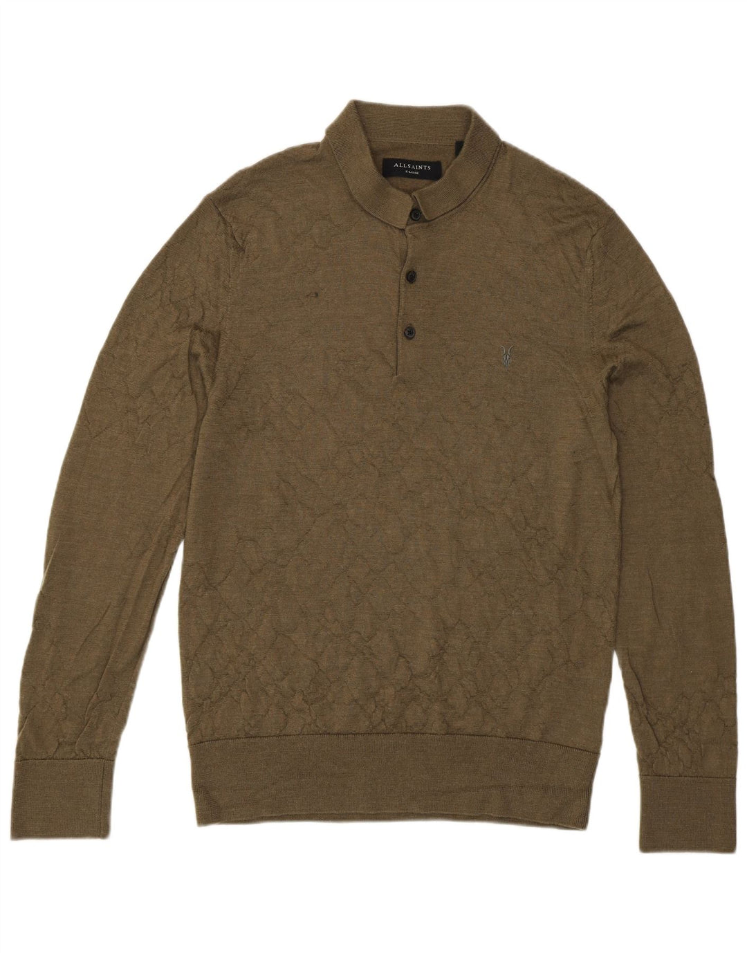 All Saints Herre Polo Neck Jumper Sweater XL Khaki