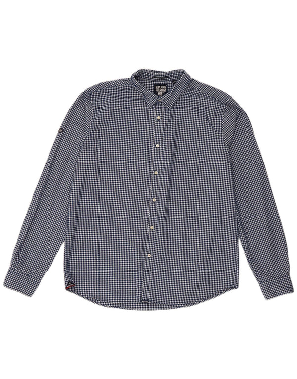 Superdry Flanelskjorte til mænd 3XL Navy Blue Gingham Classic