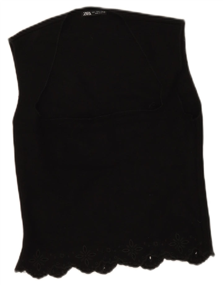 Zara Womens Sleeveless Crop Top UK 14 Large Black