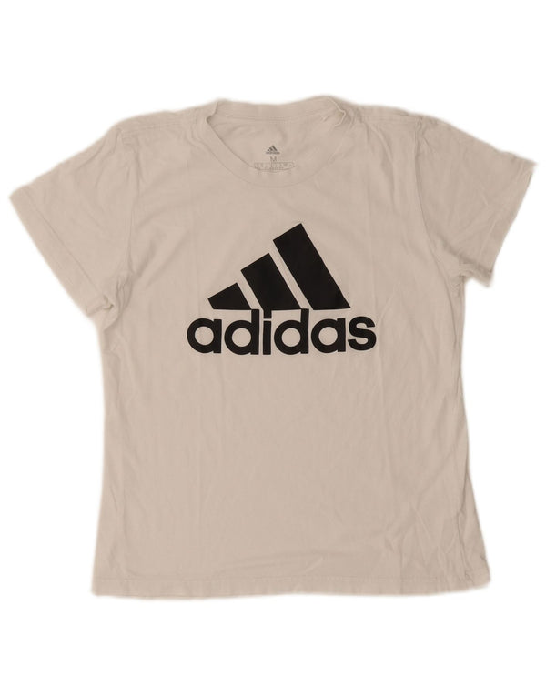 Adidas Dame Grafisk T-Shirt Top UK 12/14 Medium White