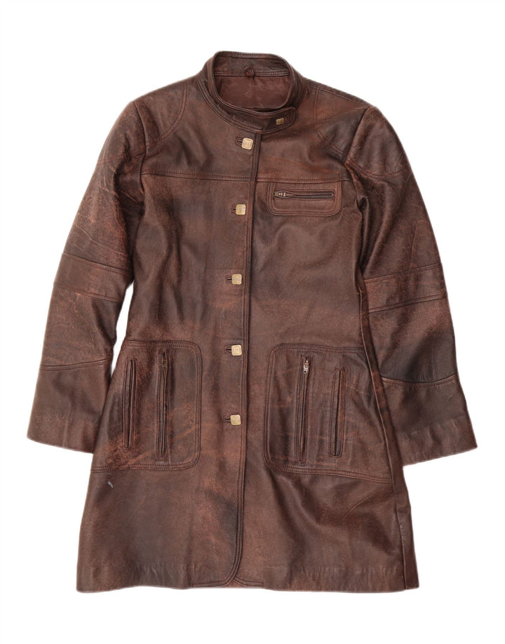 Vintage læderfrakke til kvinder UK 14 medium brunt læder