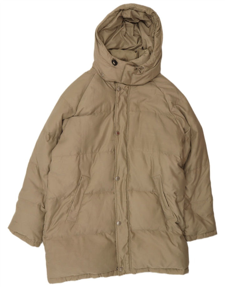 Sergio Tacchini Herre hættepolstret frakke UK 40 Large Beige Polyester