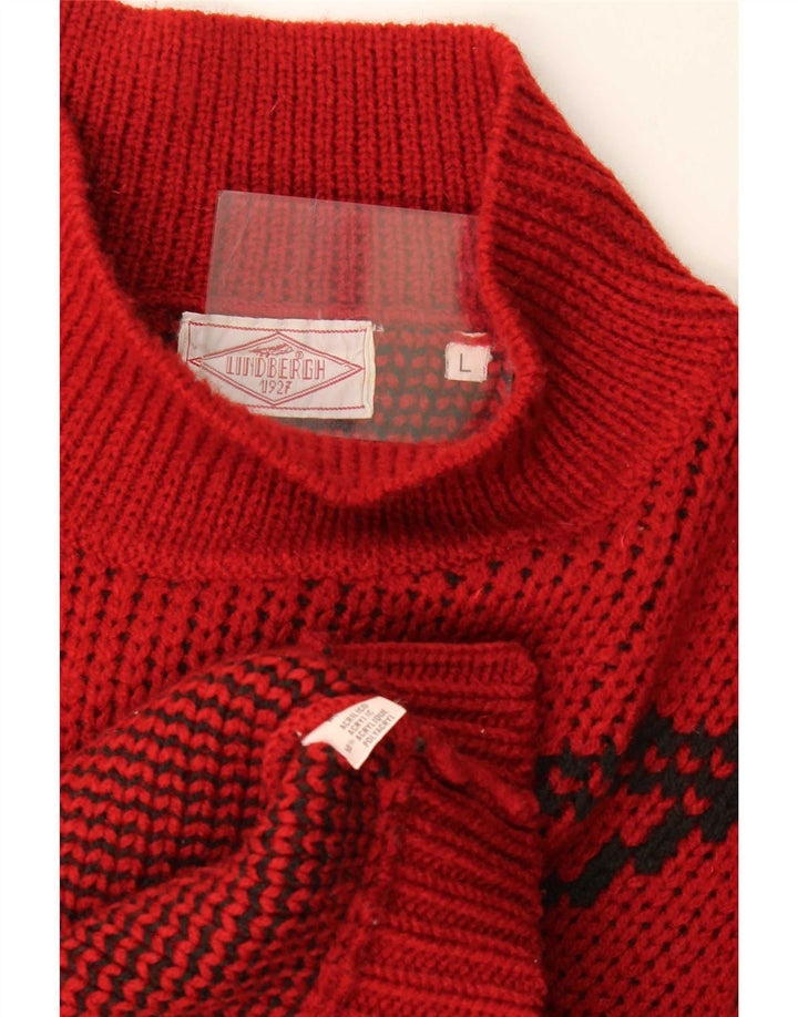 Lindbergh Herre Turtle Neck Jumper Sweater Stor Rød Geometrisk Uld