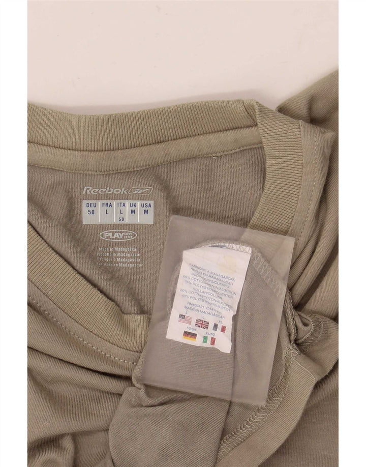 Reebok Herre T-Shirt Top Medium Khaki Bomuld