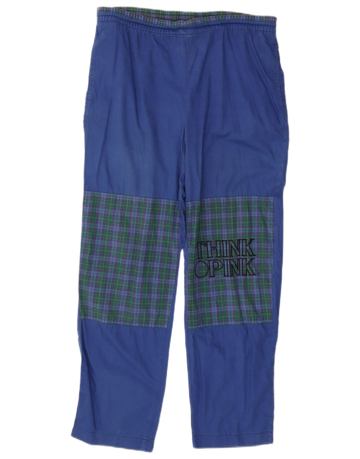 TÆNK PINK Herre Calanque Graphic Chino Bukser Small W29 L28 Blue Check