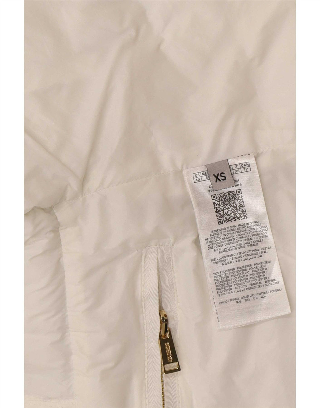 Guess polstret jakke til kvinder UK 6 XS Hvid plettet polyester