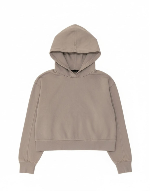 Zara Womens Crop Hoodie Jumper UK 14 Medium Grey Cotton