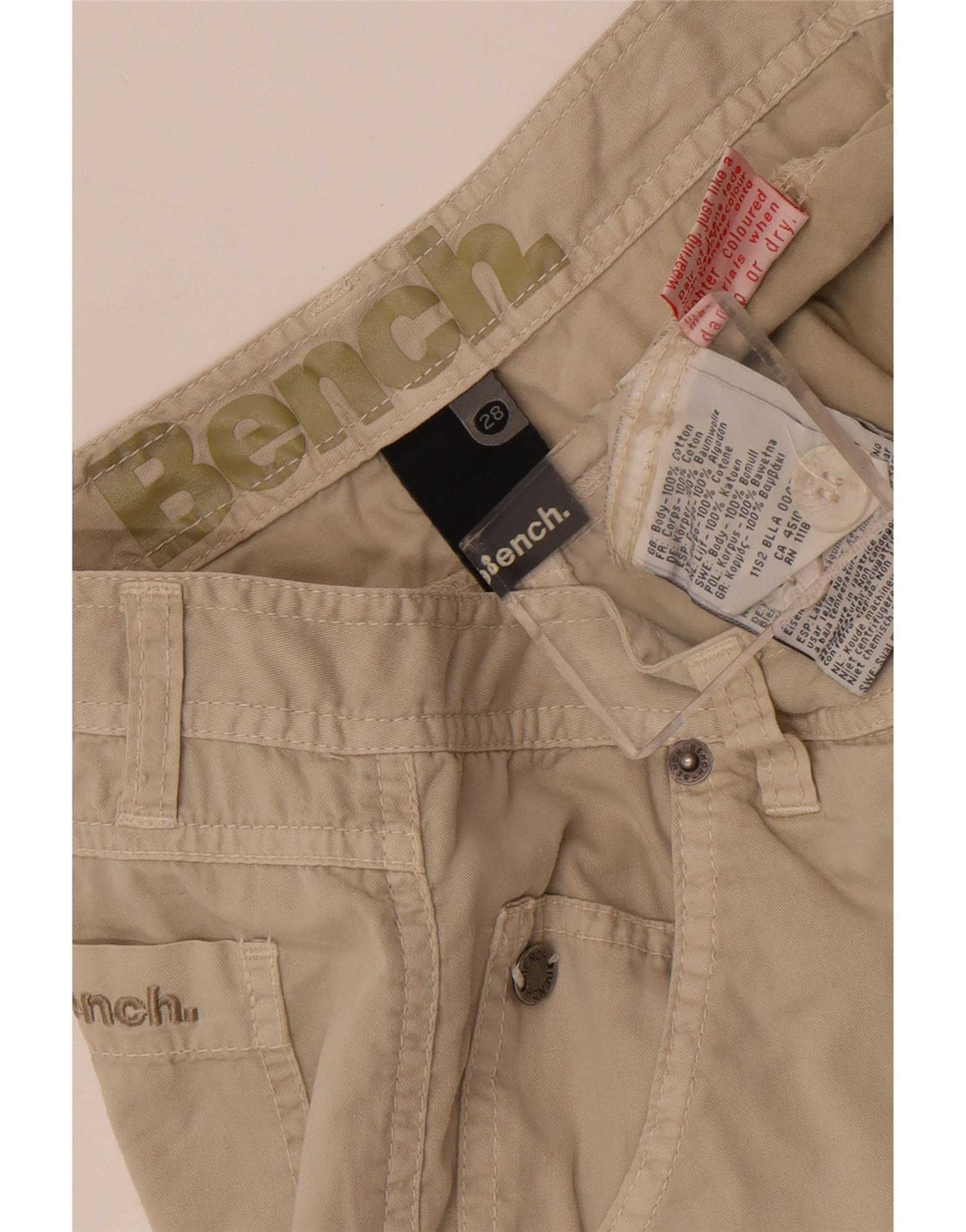 Bænk Chino Shorts til mænd W28 Små beige bomuld