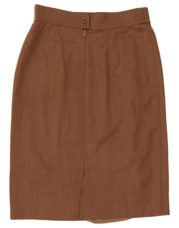 Max Mara Dame Pencil Skirt UK 16 Large W32 Brown Wool