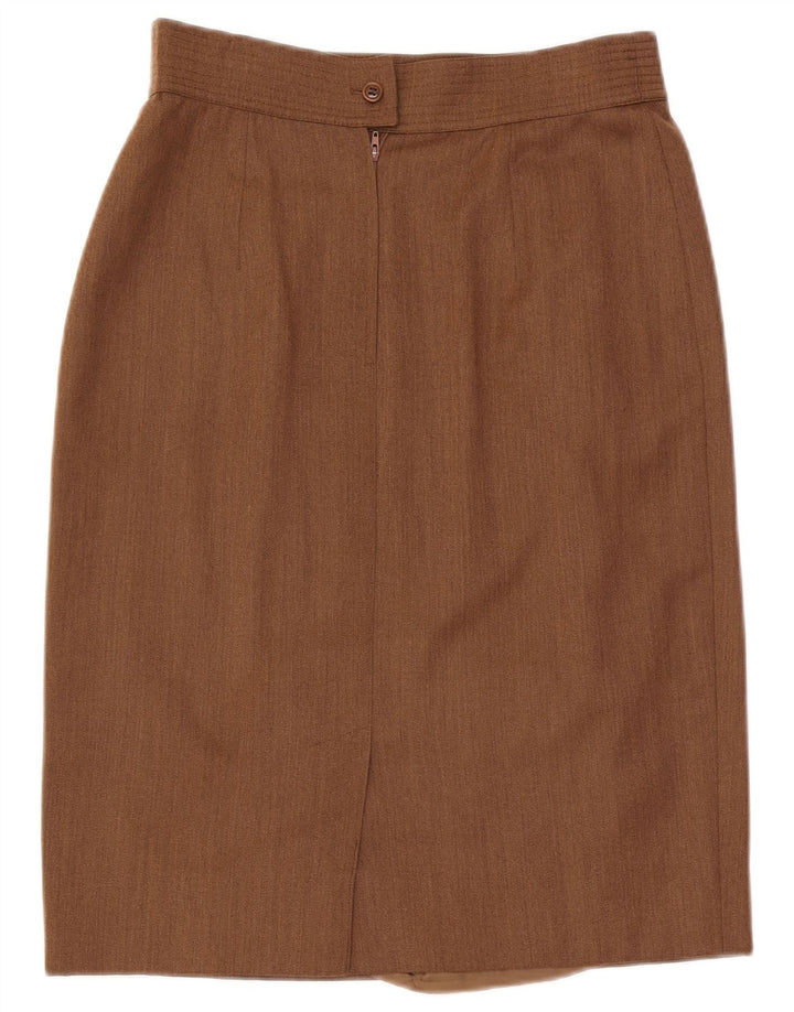 Max Mara Dame Pencil Skirt UK 16 Large W32 Brown Wool