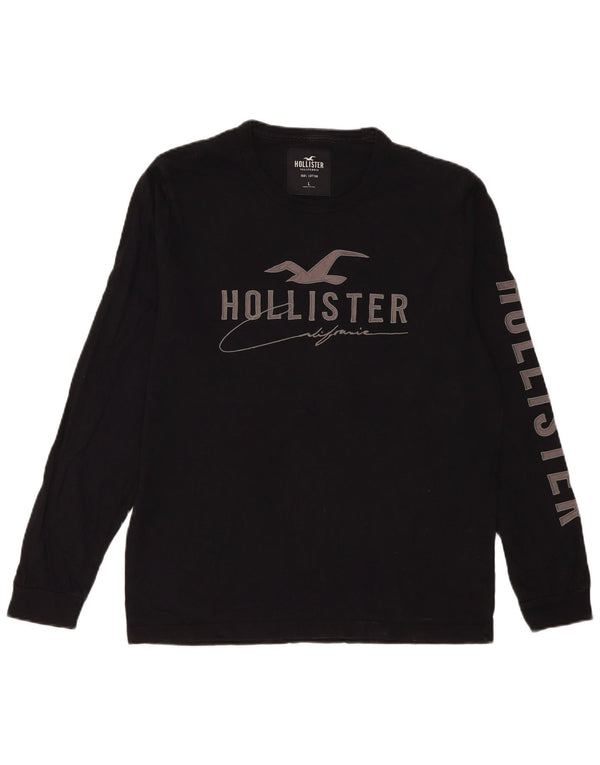 Hollister Mens Graphic Top Long Sleeve Large Black Cotton