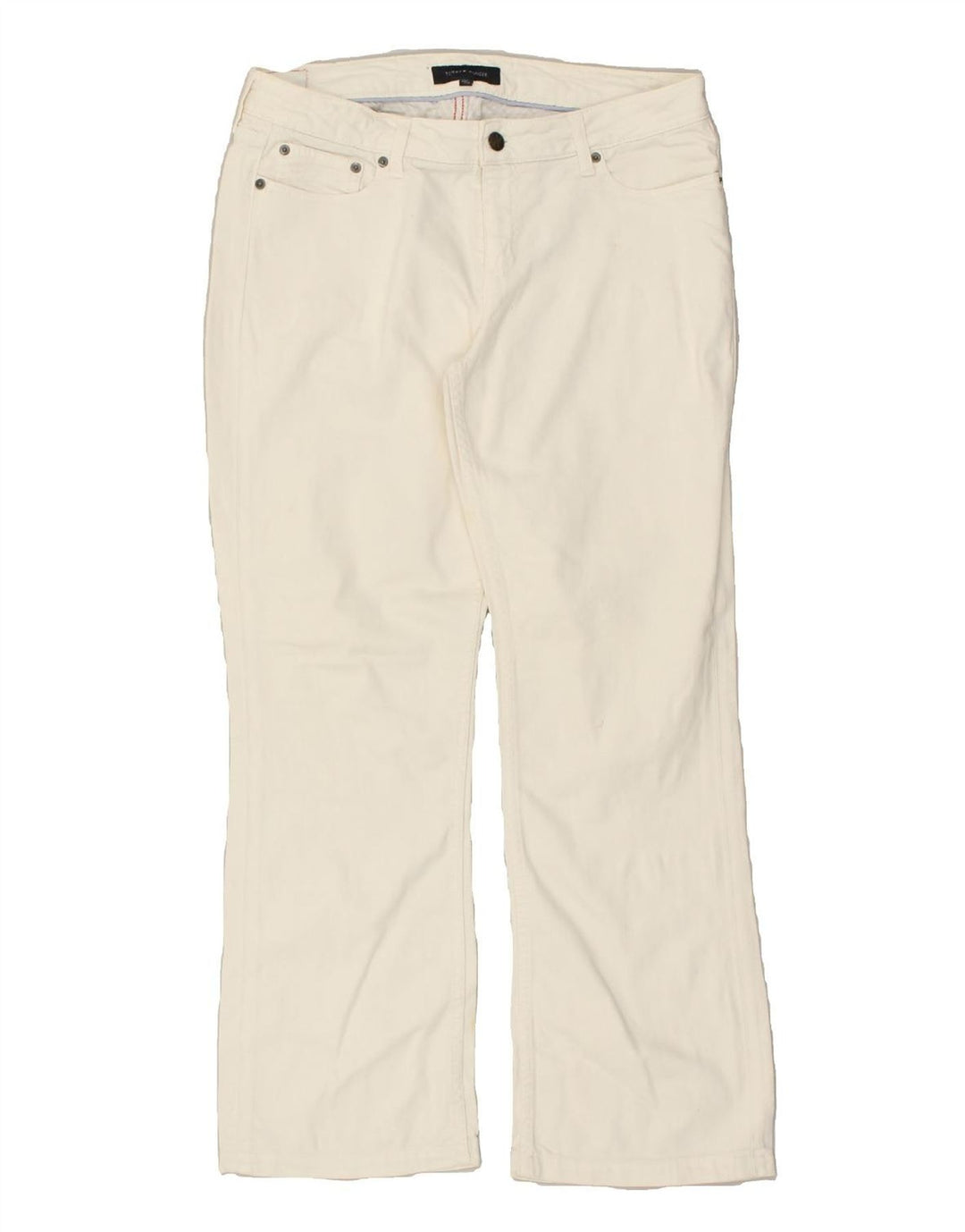 TOMMY HILFIGER Womens Bootcut Casual Trousers W32 L30 White Cotton | Vintage Tommy Hilfiger | Thrift | Second-Hand Tommy Hilfiger | Used Clothing | Messina Hembry 