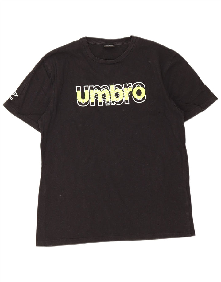Umbro Herre Grafisk T-Shirt Top Medium Sort Bomuld