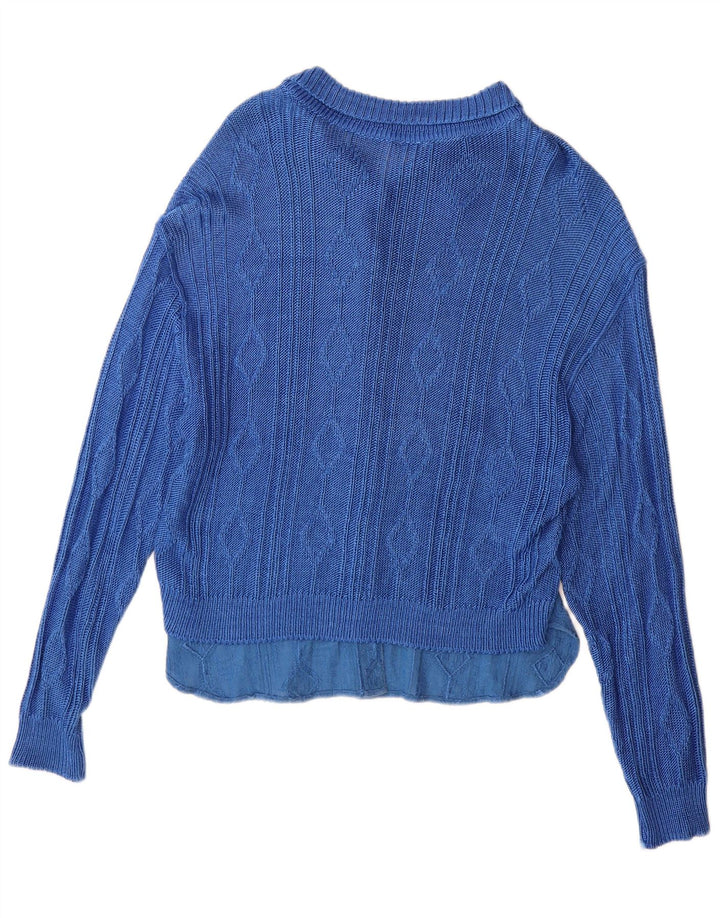 Vintage dame cardigan sweater IT 44 Medium Blue Geometric Viscose