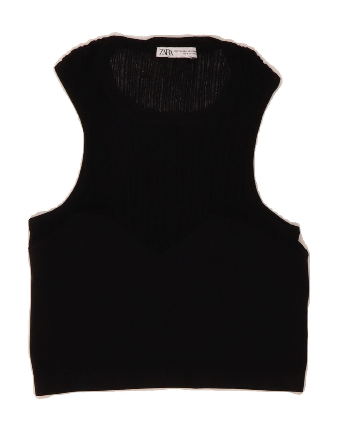 ZARA Womens Knit Crop Top UK 12 Medium Black Vintage Zara and Second-Hand Zara from Messina Hembry 