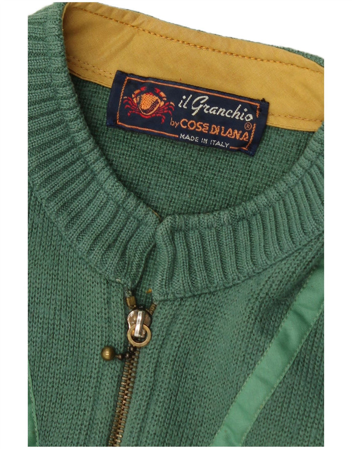 Il Granchio Herre cardigan sweater med fuld lynlås mellemgrøn
