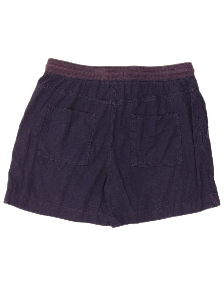 Marks & Spencer Chino Shorts til kvinder UK 12 Medium W32 Navy Blue Linen