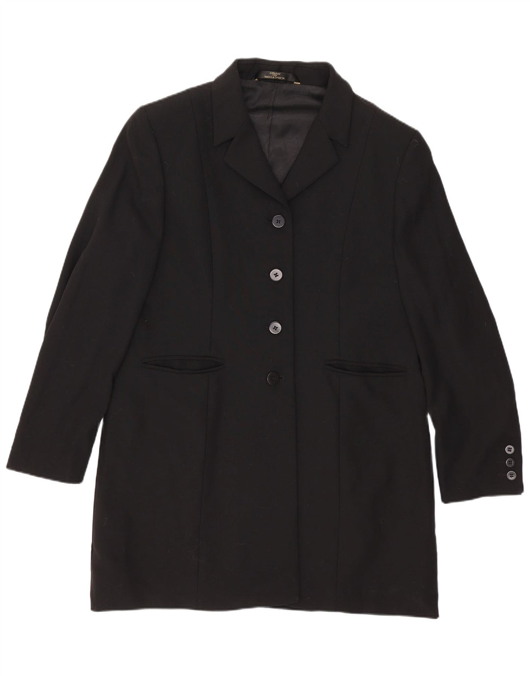 Marks & Spencer Dameoverfrakke UK 16 Large Black New Wool