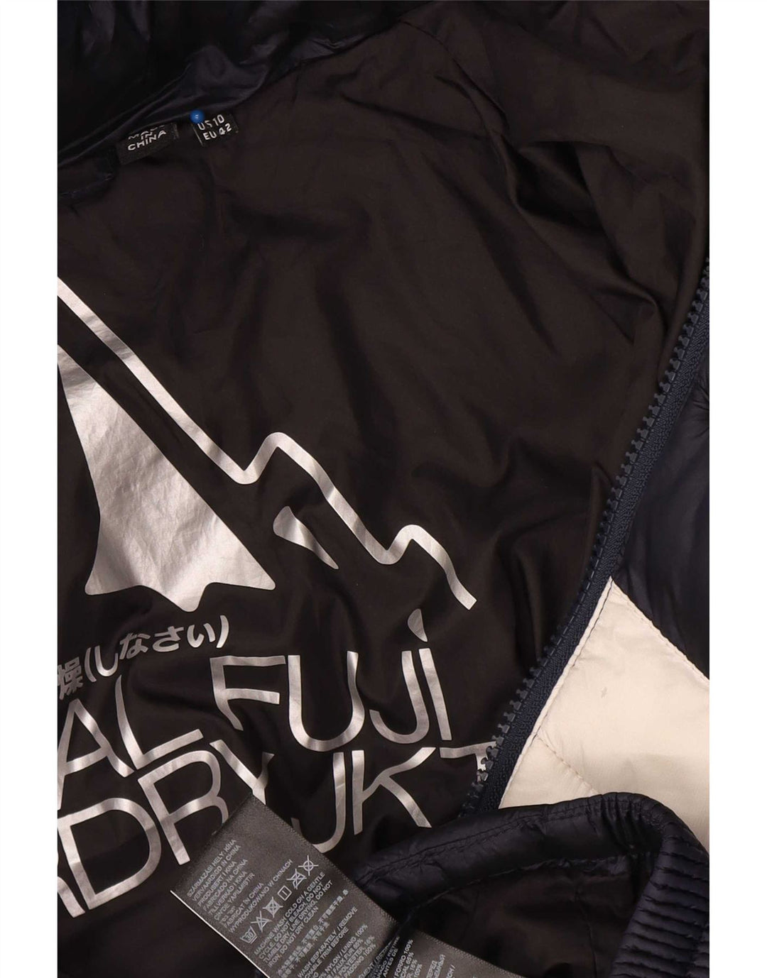 Superdry Polstret hættejakke til kvinder UK 14 Stor marineblå farveblok