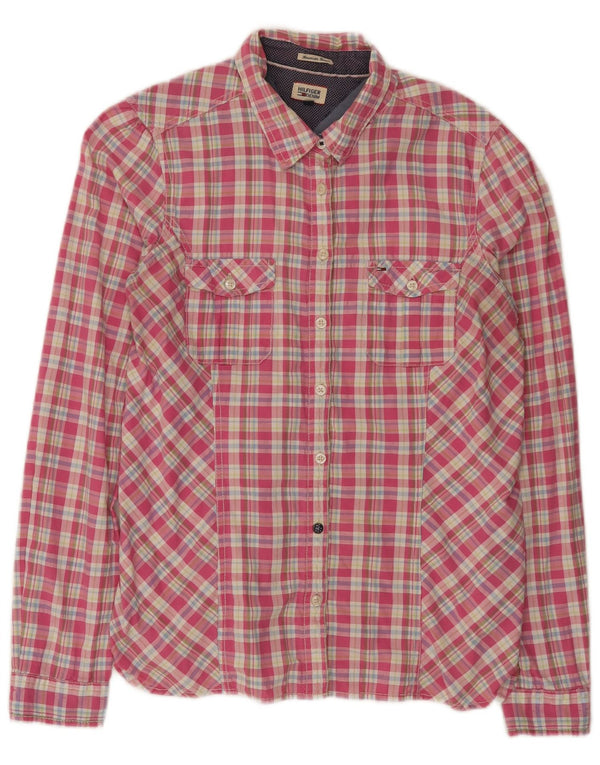 Tommy Hilfiger dameskjorte UK 18 XL Pink ternet bomuld
