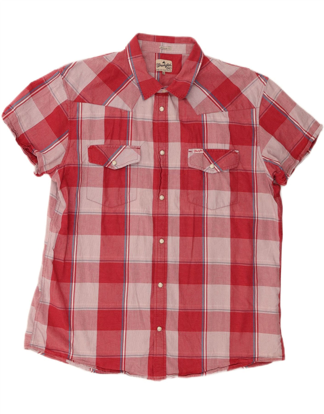 WRANGLER Herre Regular Fit kortærmet skjorte 3XL Pink ternet bomuld