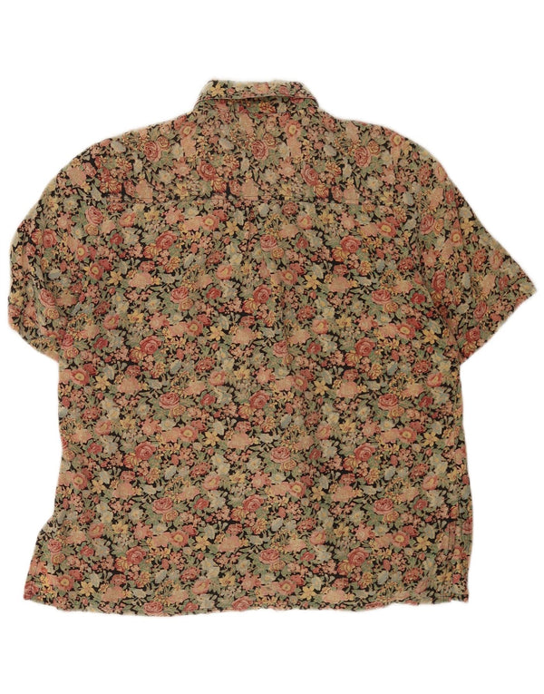 Vintage kortærmet skjorte til kvinder UK 18 XL flerfarvet blomster