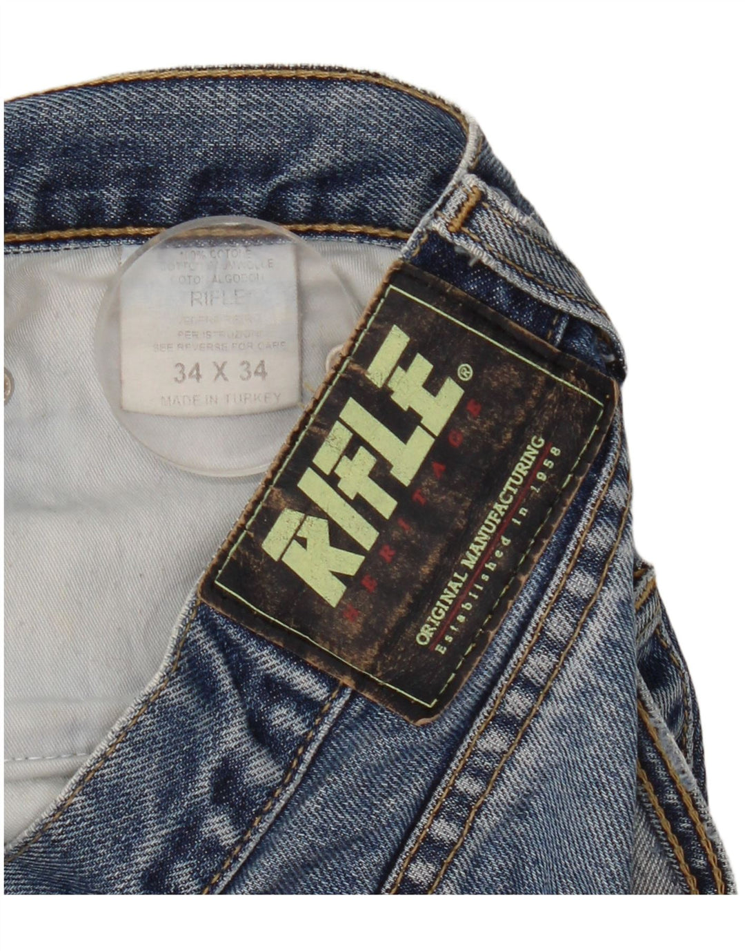 Rifle Herre Straight Jeans W34 L34 Blå Bomuld