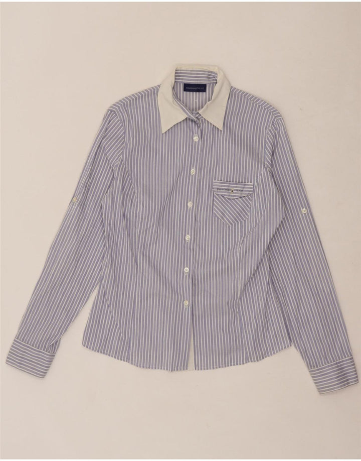 TRUSSARDI JEANS Womens Shirt UK 14 Large Blue Striped Vintage Trussardi Jeans and Second-Hand Trussardi Jeans from Messina Hembry 