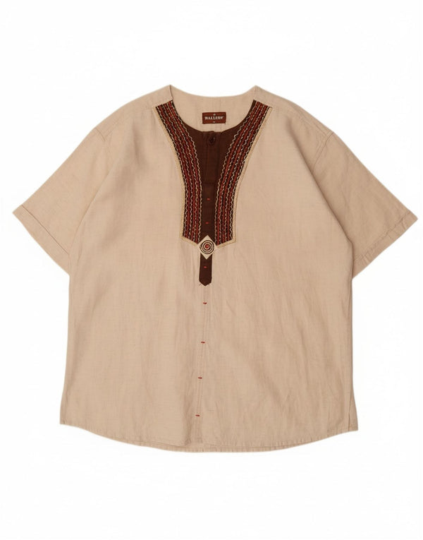 VINTAGE kortærmet herretrøje XL Beige Colourblock