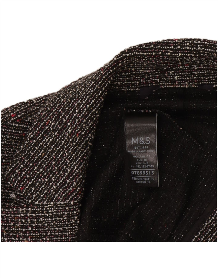 Marks & Spencer Womens Open Blazer Jacket UK 12 Medium Black Flecked