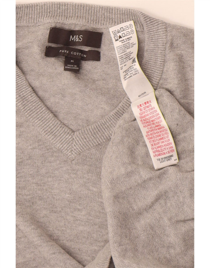 Marks & Spencer Herre V-hals sweater Medium Grey Flecked Bomuld