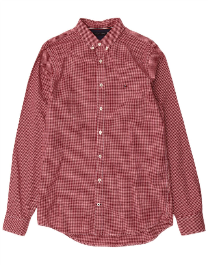 TOMMY HILFIGER Herre Slim Fit skjorte Medium rød Houndstooth Bomuld