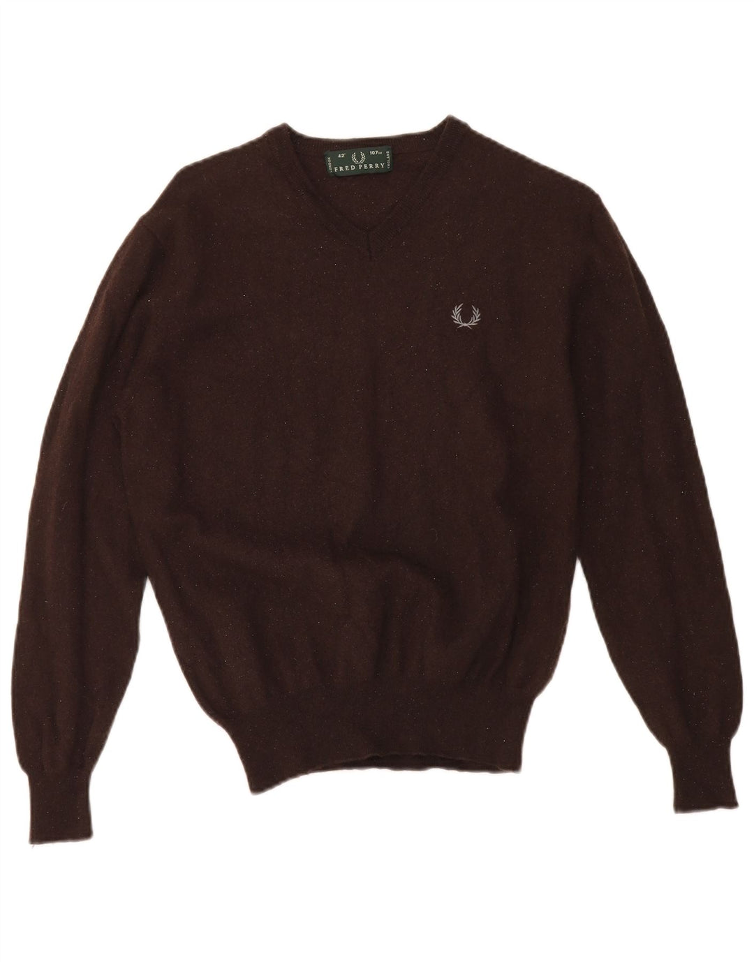 FRED PERRY Dame V-hals sweater Medium Brun Uld
