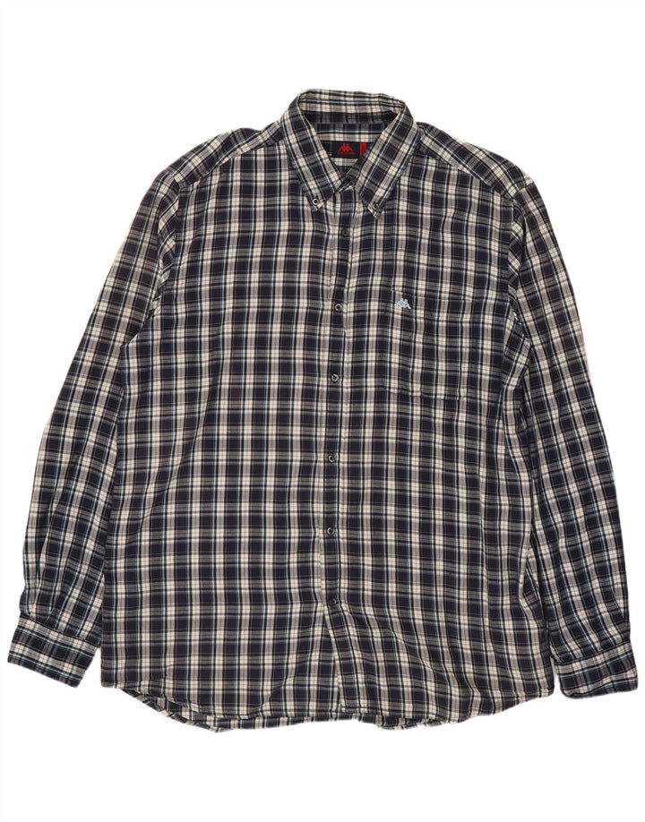 Kappa herre flannelskjorte 2XL marineblå ternet bomuld