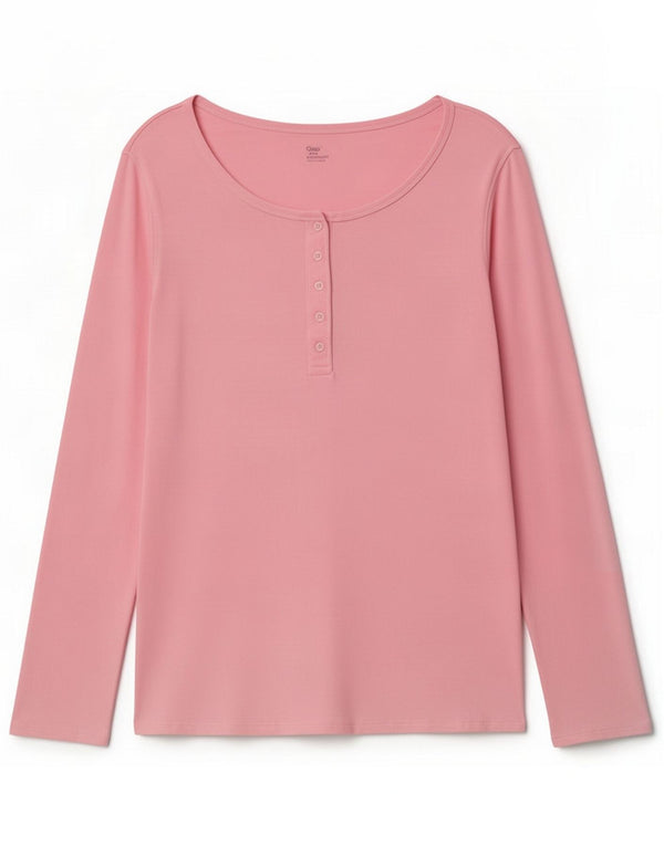 Gap Dametop Langærmet UK 14 Large Pink Cotton
