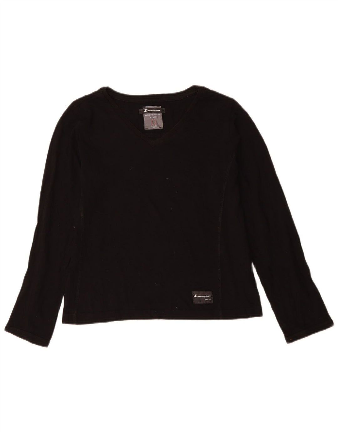 CHAMPION Womens Easy Fit Top Langærmet UK 10 Small Black Bomuld