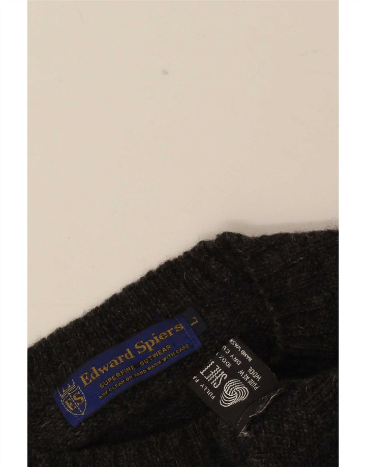 Edward Spires Herre Crew Neck Jumper Sweater Stor Grå Ny Uld