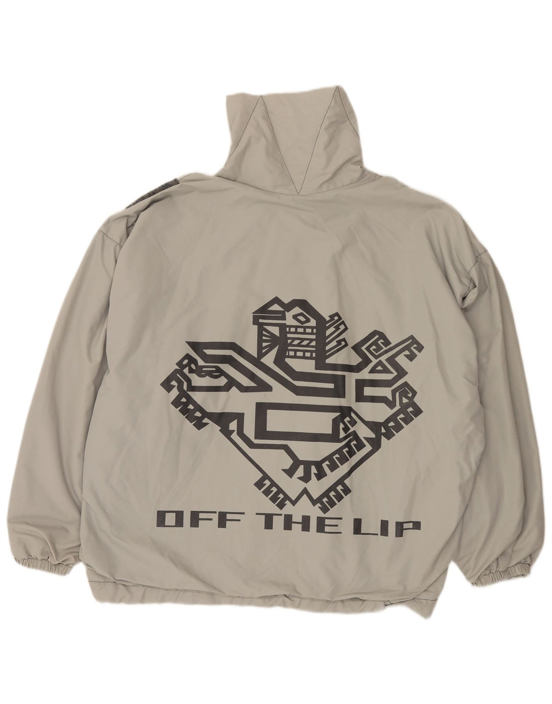 Vintage Mens Graphic Oversized Bomber Jacket UK 40 Large Grey Polyamide