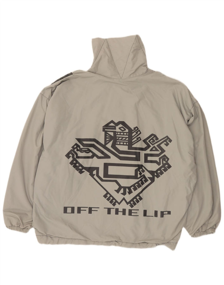 Vintage Mens Graphic Oversized Bomber Jacket UK 40 Large Grey Polyamide
