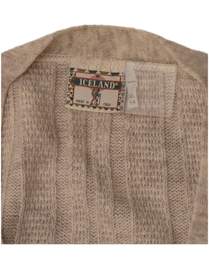 Island Herre Cardigan Sweater IT 54 XL Beige Geometrisk