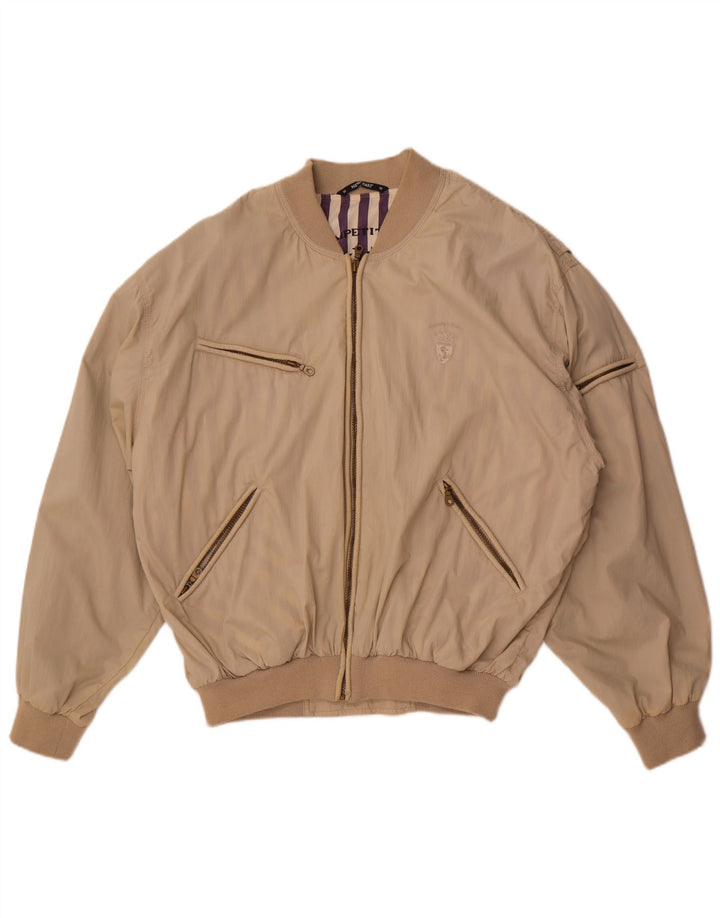 Ny Hurtig Herre Loose Fit Bomber Jacket UK 38 Medium Beige Bomuld