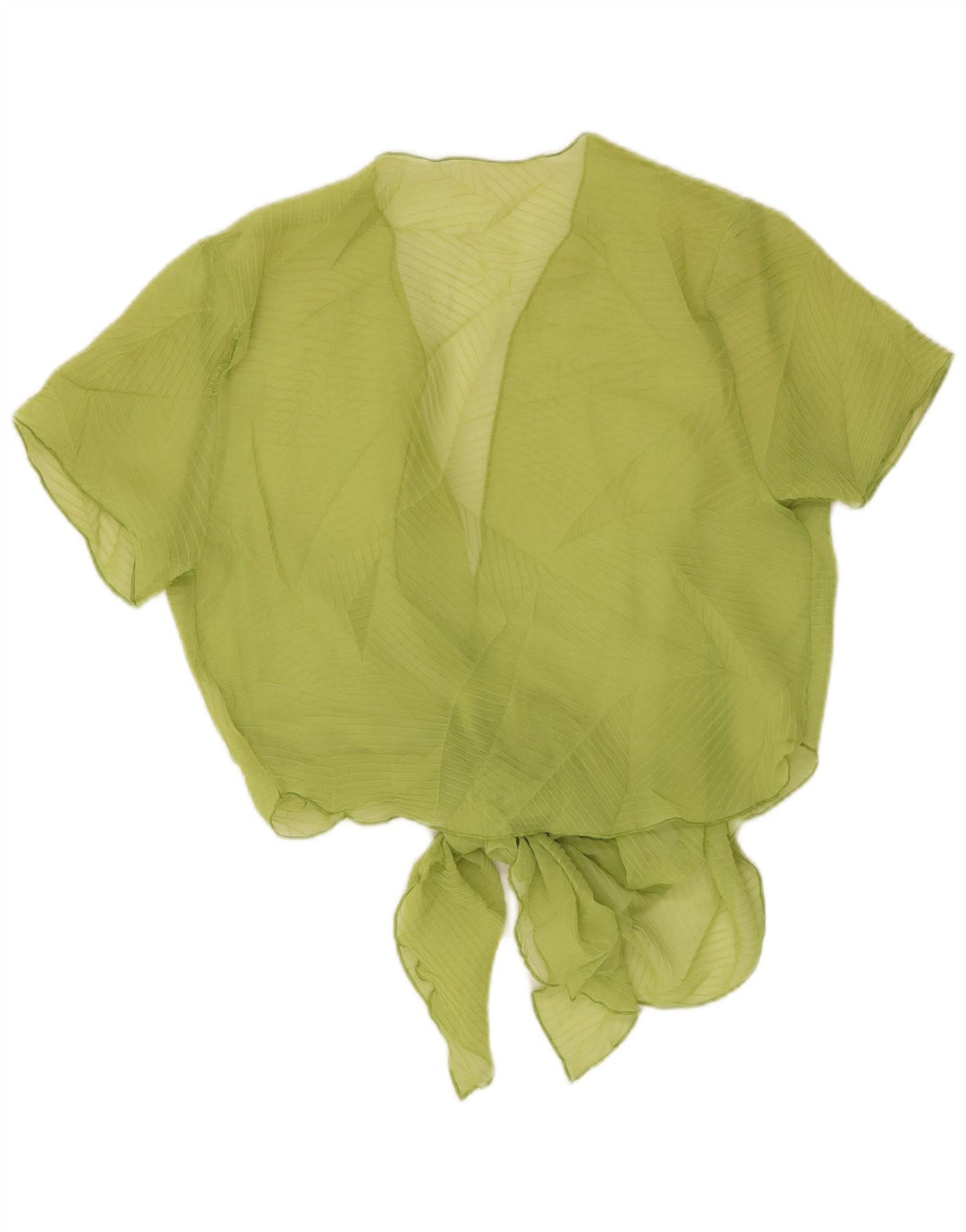 Vintage Kvinders Crop Front Tie Se Gennem Top UK 14 Medium Grøn Stribet