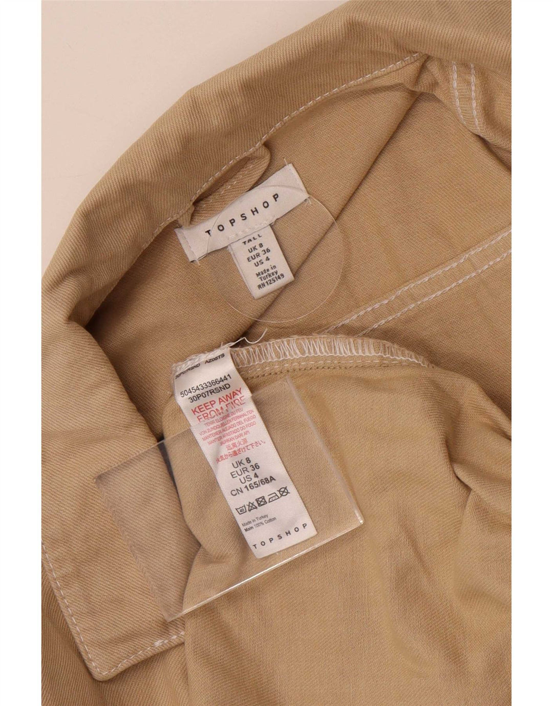 Topshop Dame Kortærmet Playsuit UK 8 Small Beige Bomuld